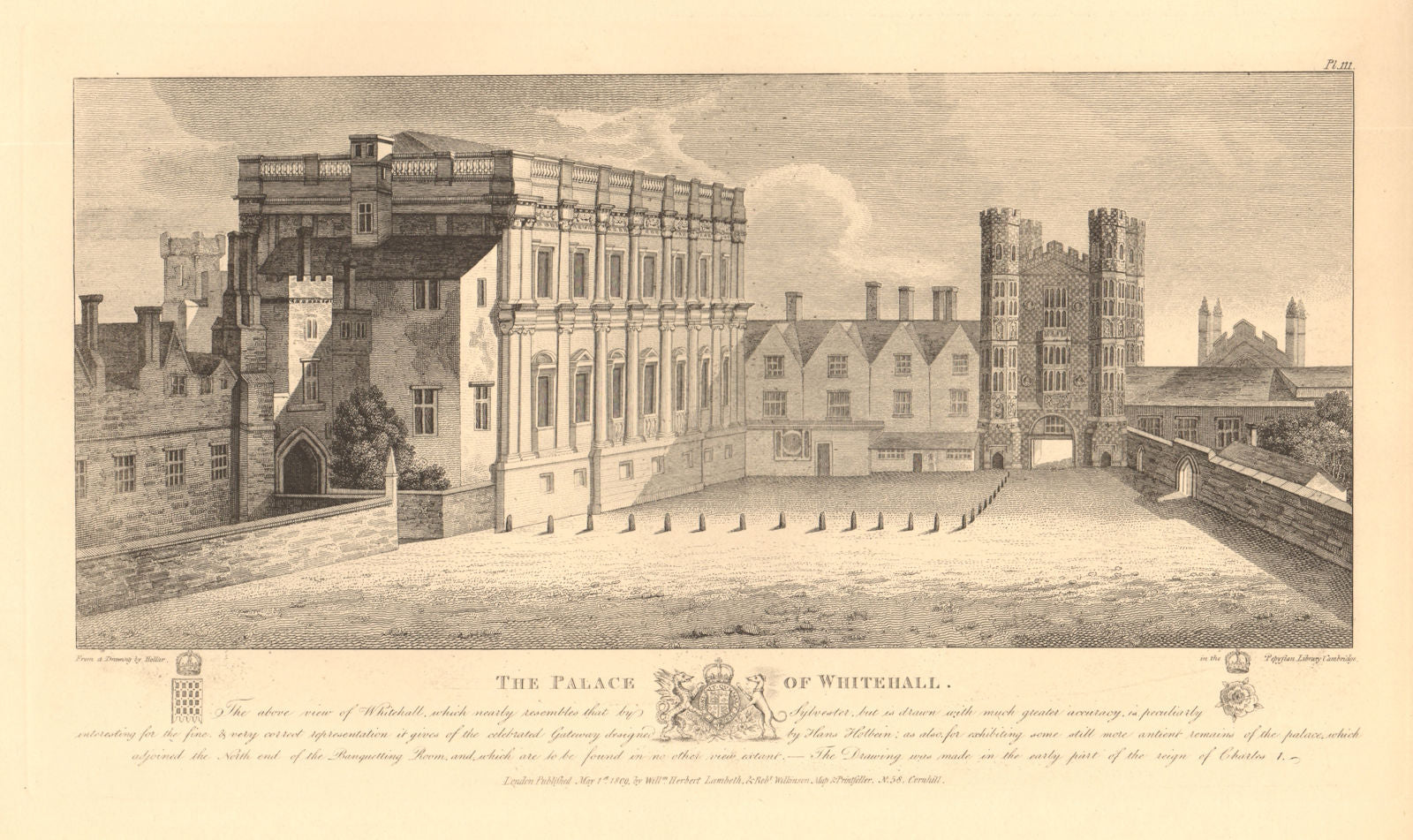 PALACE OF WHITEHALL in Charles I's reign. Banqueting House. After HOLLAR 1834